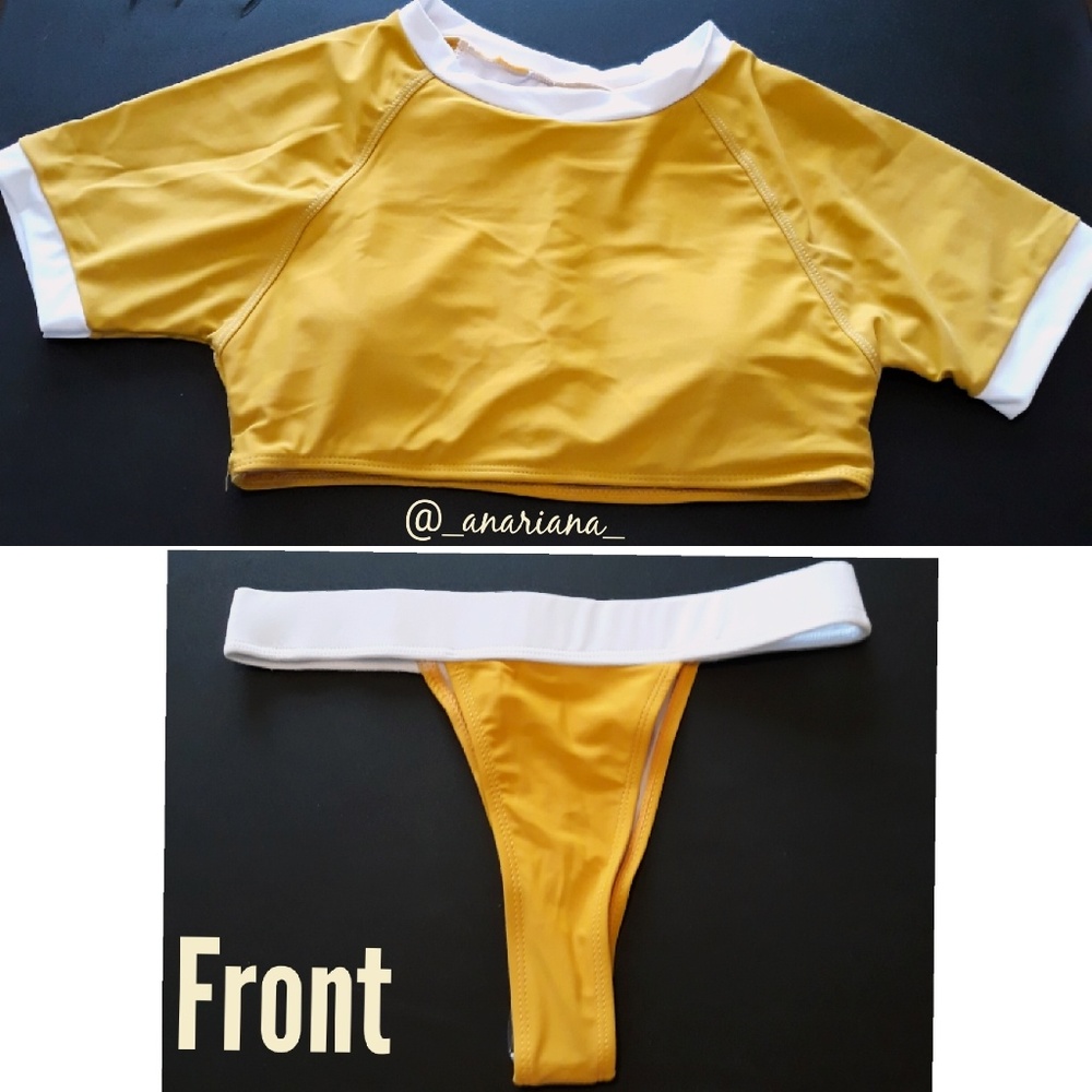 Mustard highwaisted swimsuit - Picture 3 of 4